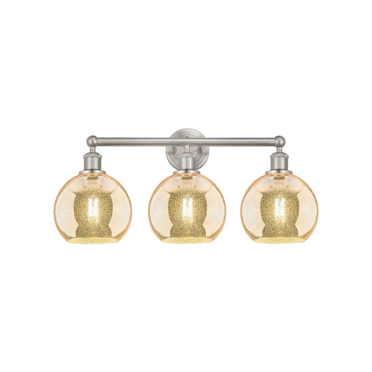 Innovations Athens 26in 3-Light Bath Vanity Light | Industrial Satin Nickel Steel and Mercury Glass | Bathroom Vanity & Powder | Model 616-3W-SN-G128-8