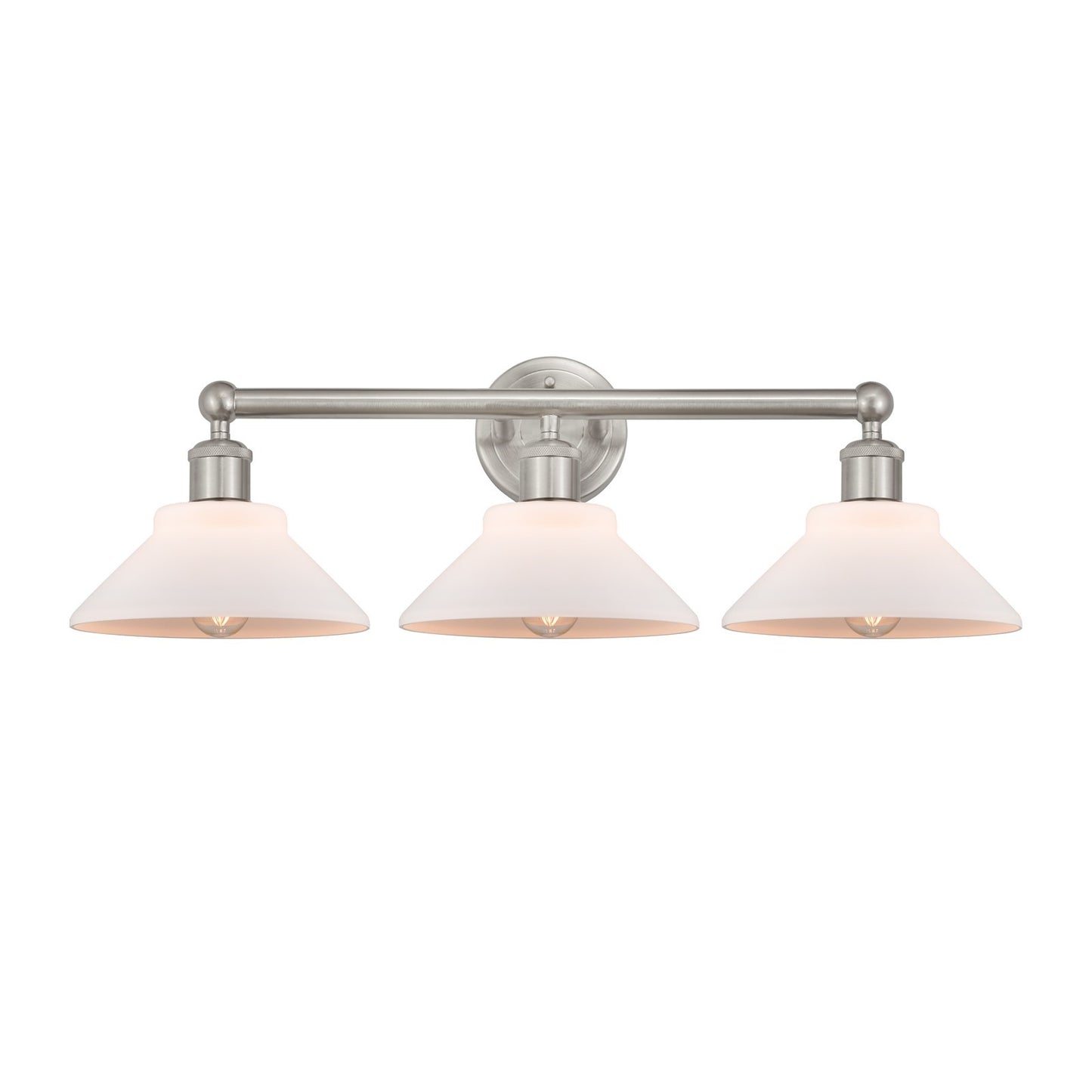 Innovations Orwell 26in 3-Light Bath Vanity Light | Industrial Brushed Satin Nickel and Matte White Glass | Bathroom Vanity | 26.38 | Model 616-3W-SN-G131