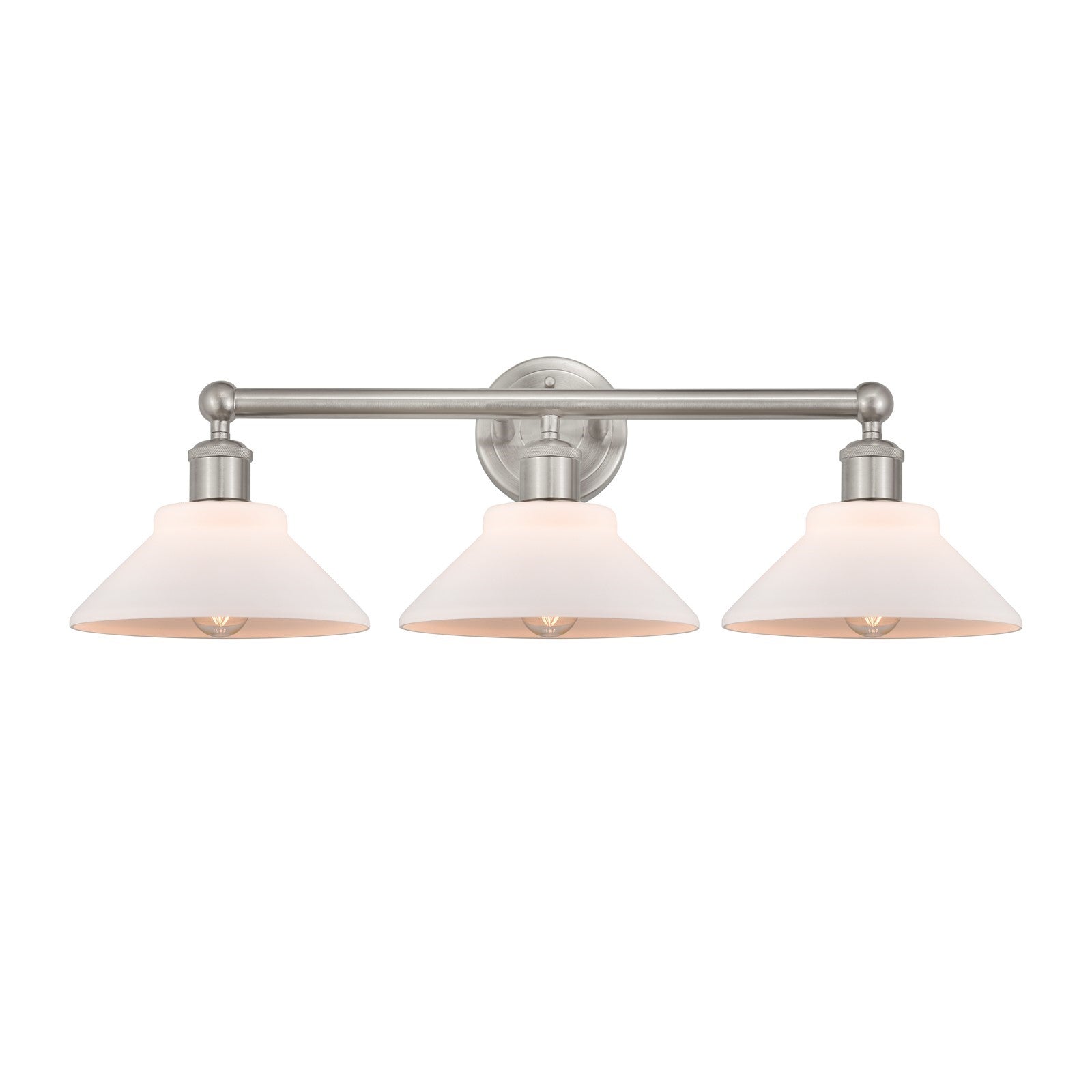 Innovations Orwell 26in 3-Light Bath Vanity Light | Industrial Brushed Satin Nickel and Matte White Glass | Bathroom Vanity | 26.38 | Model 616-3W-SN-G131