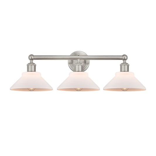 Innovations Orwell 26in 3-Light Bath Vanity Light | Industrial Brushed Satin Nickel and Matte White Glass | Bathroom Vanity | 26.38 | Model 616-3W-SN-G131
