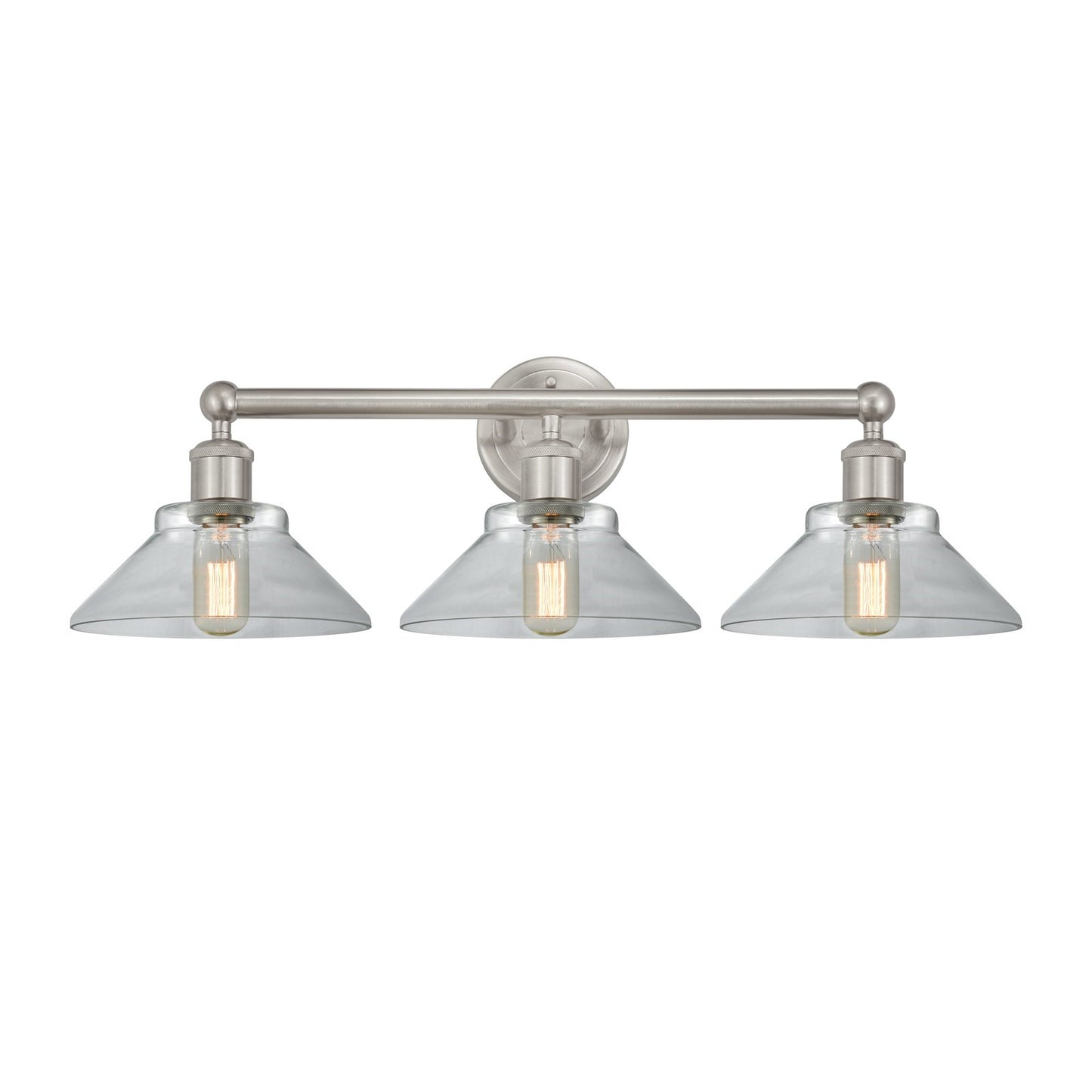 Innovations Orwell 26in 3-Light Bath Vanity Light | Industrial Brushed Satin Nickel Steel and Clear Glass | Bathroom Vanity | 26.38 | Model 616-3W-SN-G132