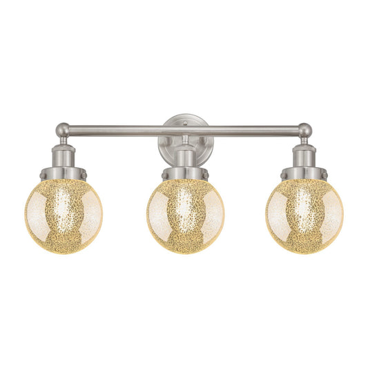 Innovations Beacon 24in 3-Light Bath Vanity | Industrial Brushed Satin Nickel Steel and Mercury Glass | Bathroom Vanity & Powder | Model 616-3W-SN-G208-6