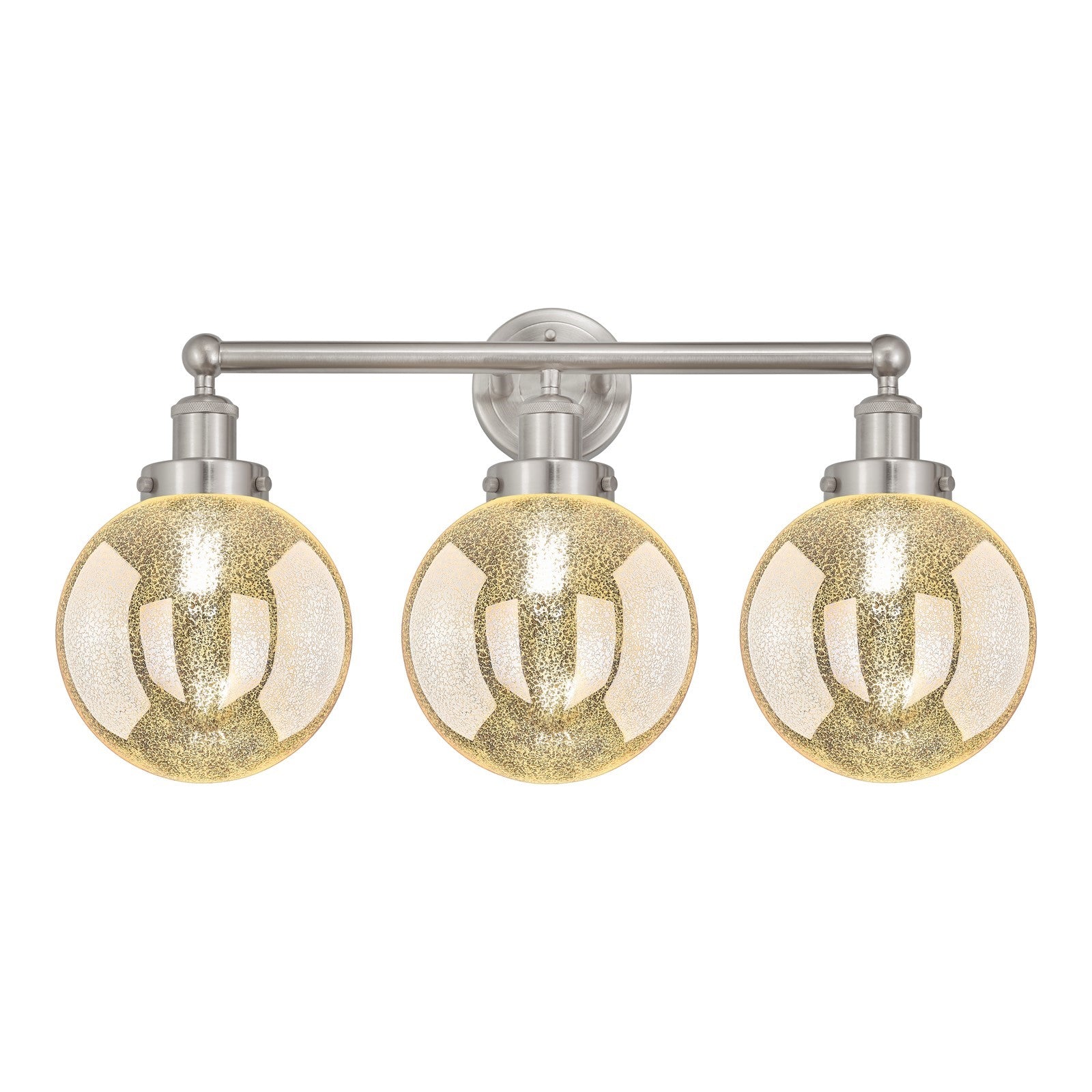 Innovations Beacon 26in 3-Light Bath Vanity | Art Nouveau Industrial Brushed Satin Nickel and Mercury Ribbed Glass | Bathroom | Model 616-3W-SN-G208-8