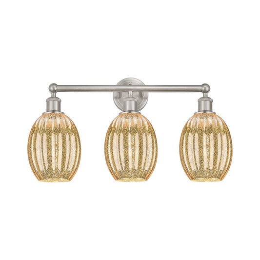Innovations Preston Bulb 24in 3-Light Bath Vanity Light | Industrial Brushed Satin Nickel and Mercury Glass | Bathroom Vanity | Model 616-3W-SN-G459-6ME