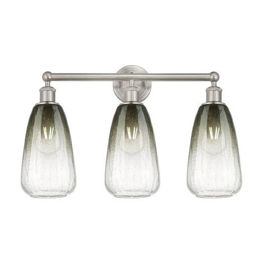 Innovations Brookhaven Almond 24in 3-Light Bath Vanity Light | Industrial Brushed Satin Nickel and Slate Glass | Bathroom | Model 616-3W-SN-G480-6SL