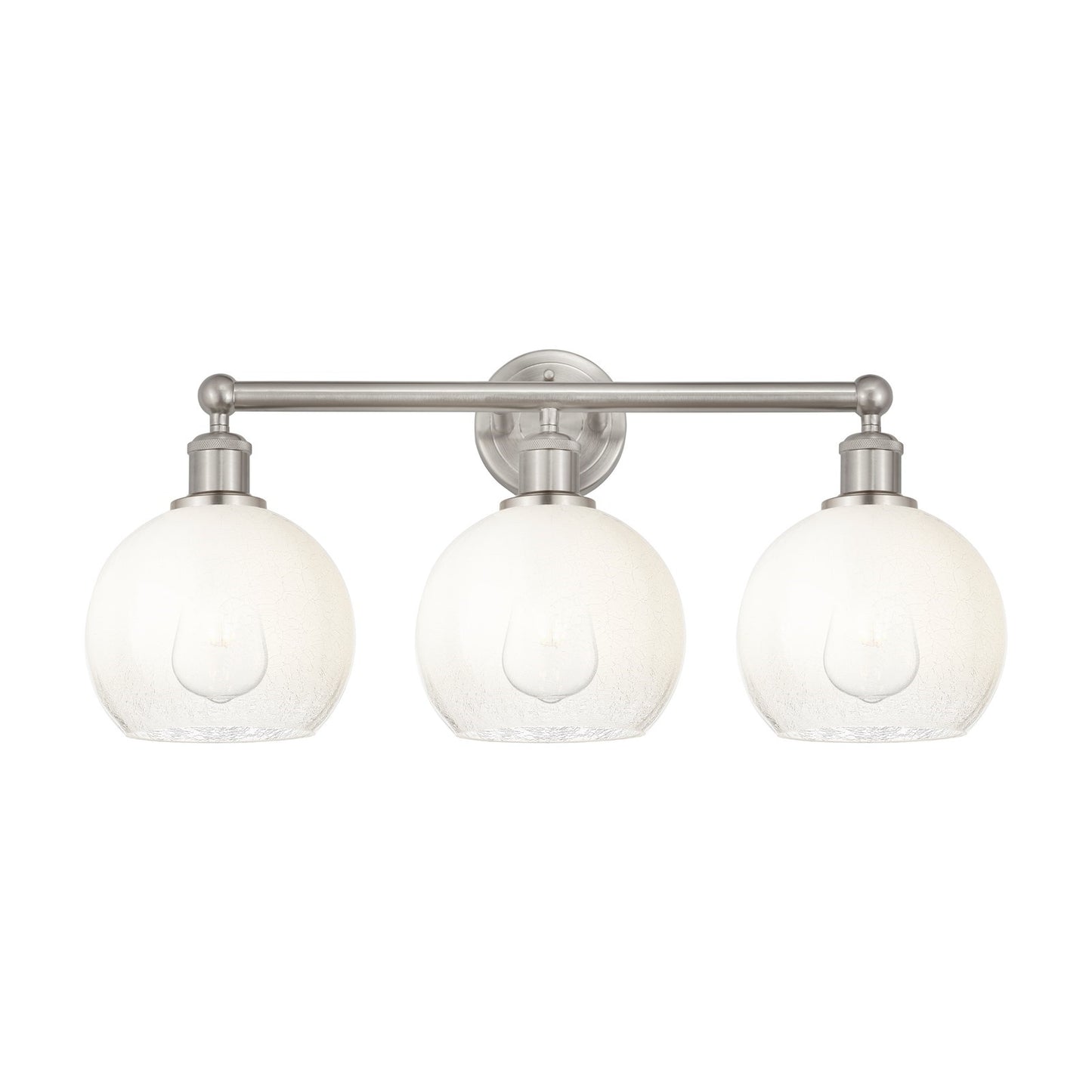 Innovations Brookhaven Globe 26in 3-Light Bath Vanity Light | Industrial Brushed Satin Nickel and Opal Glass | Bathroom Vanity | Model 616-3W-SN-G483-8OP