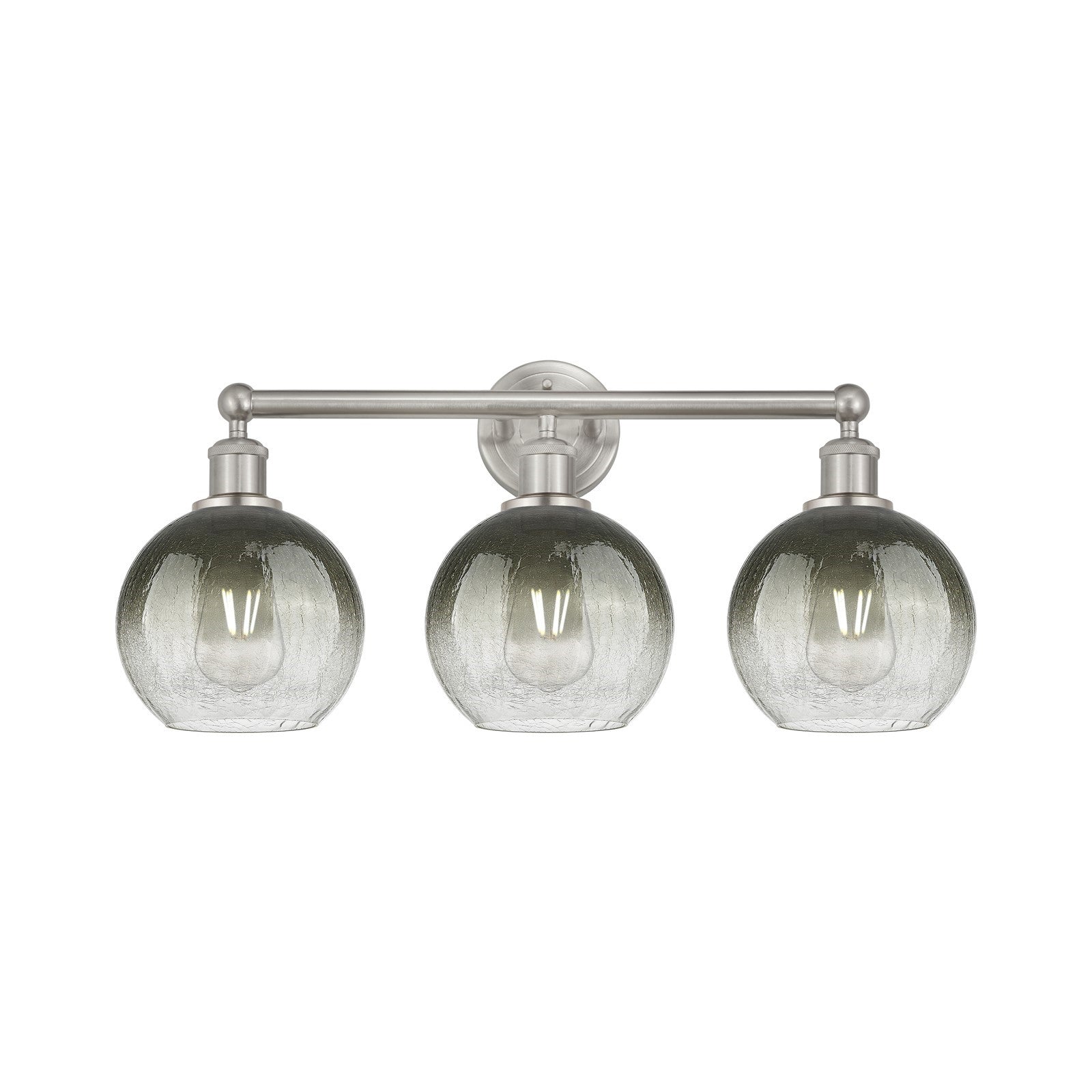 Innovations Brookhaven Globe 26in 3-Light Bath Vanity Light | Industrial Brushed Satin Nickel and Slate Glass | Bathroom Vanity | Model 616-3W-SN-G483-8SL
