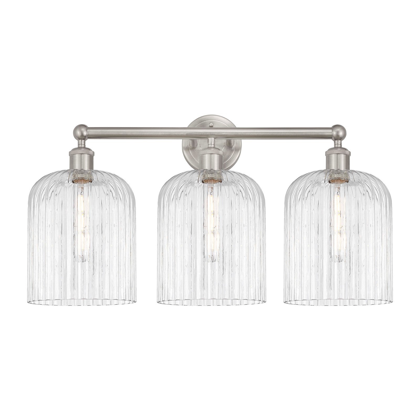 Innovations Bridal Veil 23in 3-Light Bath Vanity Light | Art Nouveau Industrial Brushed Satin Nickel and Clear Ribbed Glass | Model 616-3W-SN-G559-8CL