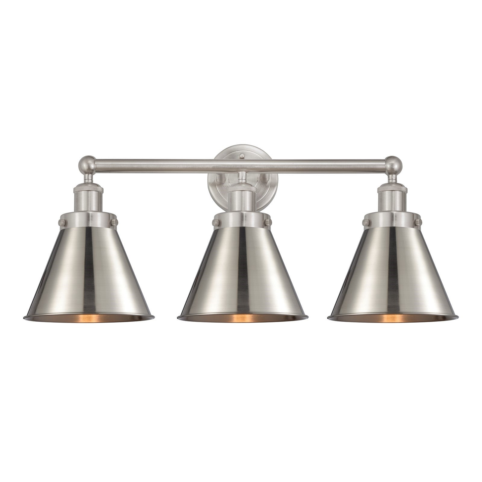 Innovations Appalachian 26in 3-Light Bath Vanity | Industrial Brushed Satin Nickel Steel and Cast Brass with Metal Shade | Model 616-3W-SN-M13-SN