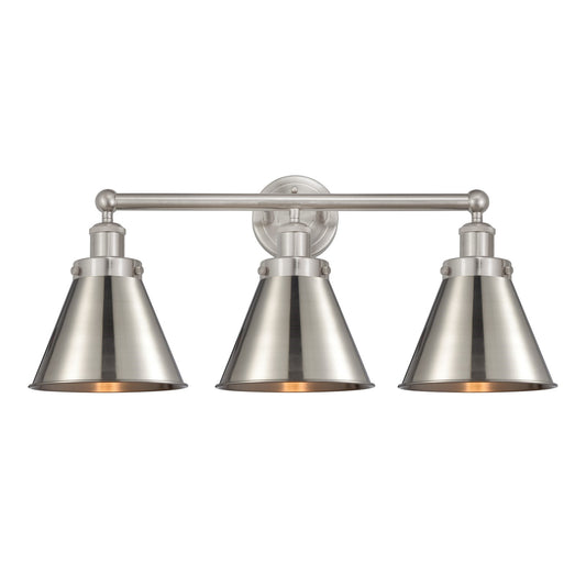 Innovations Appalachian 26in 3-Light Bath Vanity | Industrial Brushed Satin Nickel Steel and Cast Brass with Metal Shade | Model 616-3W-SN-M13-SN
