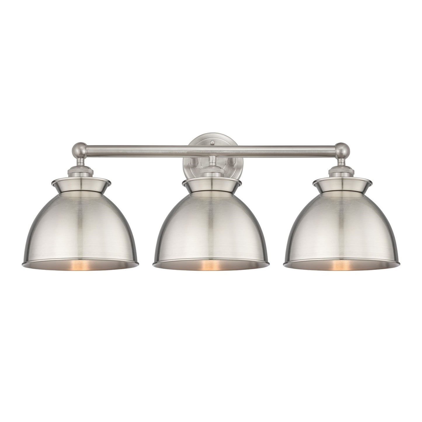 Innovations Adirondack 26in 3-Light Bath Vanity | Industrial Farmhouse Brushed Satin Nickel Steel and Metal Shade | Bathroom | Model 616-3W-SN-M14-SN
