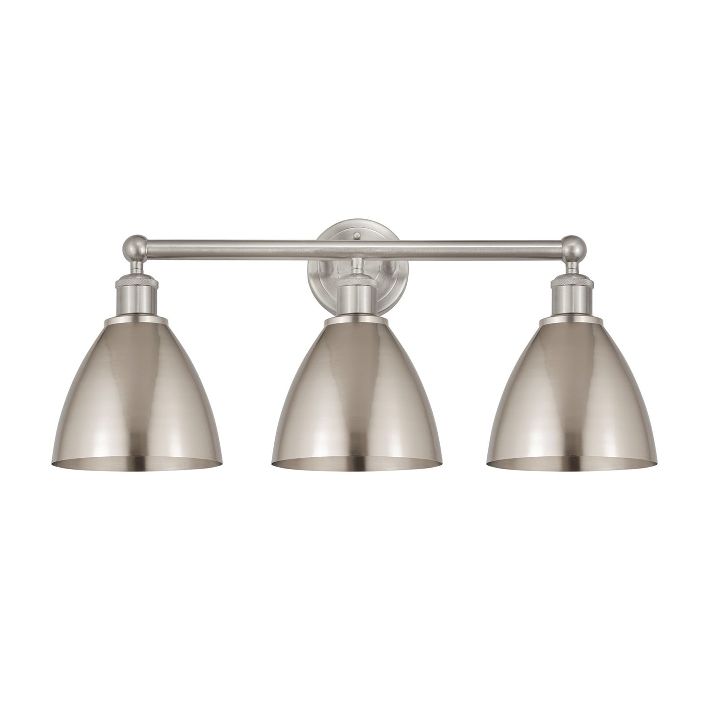 Innovations Bristol 26in 3-Light Bath Vanity Light | Industrial Farmhouse Brushed Satin Nickel Steel and Metal Shade | Model 616-3W-SN-MBD-75-SN
