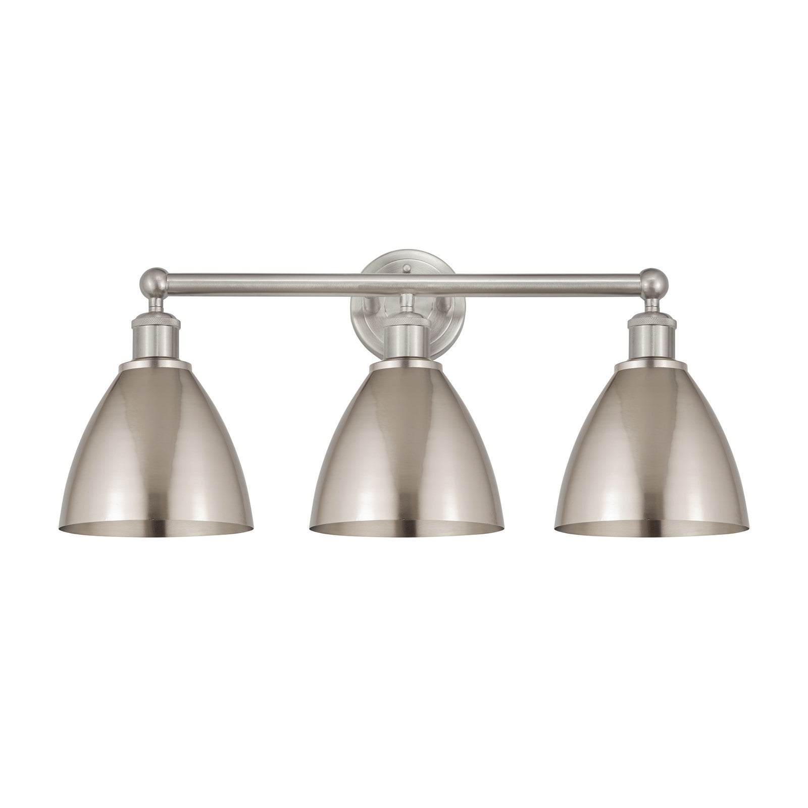 Innovations Bristol 26in 3-Light Bath Vanity Light | Industrial Farmhouse Brushed Satin Nickel Steel and Metal Shade | Model 616-3W-SN-MBD-75-SN