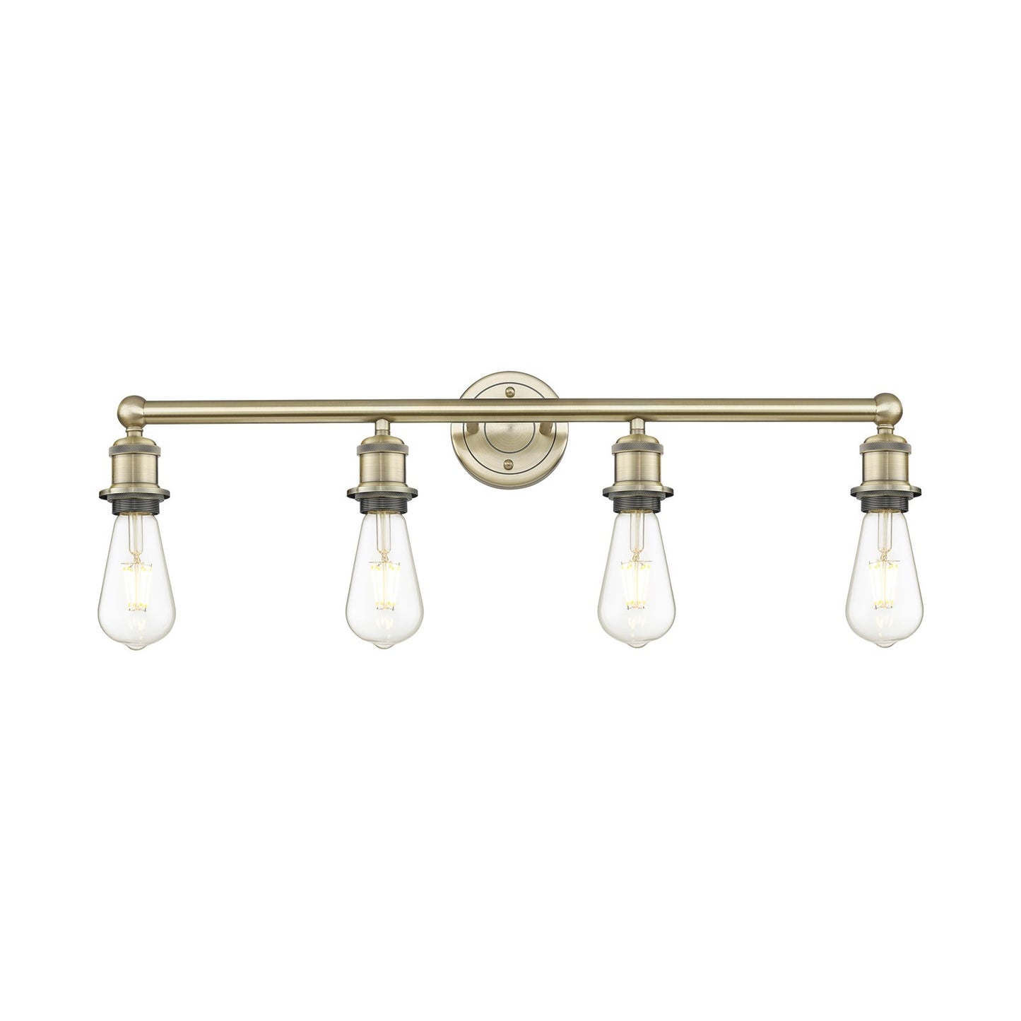 Innovations Edison 30in 4-Light Bath Vanity Light | Industrial Antique Brass Steel and Vintage Bulbs | Bathroom Vanity & Powder Room | Model 616-4W-AB