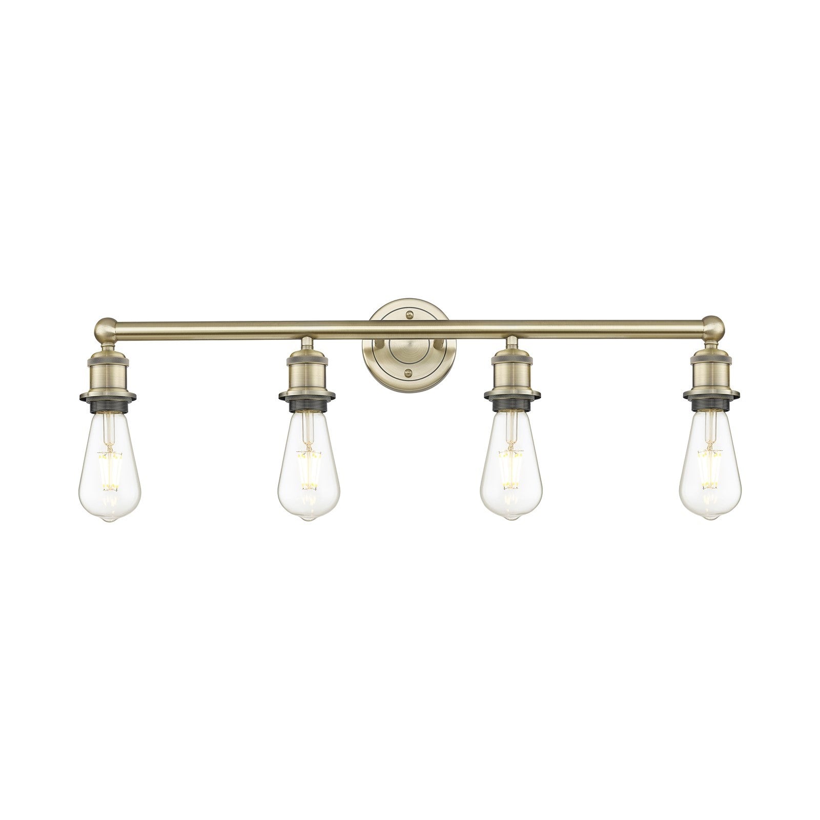 Innovations Edison 30in 4-Light Bath Vanity Light | Industrial Antique Brass Steel and Vintage Bulbs | Bathroom Vanity & Powder Room | Model 616-4W-AB