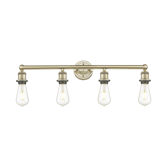 Innovations Edison 30in 4-Light Bath Vanity Light | Industrial Antique Brass Steel and Vintage Bulbs | Bathroom Vanity & Powder Room | Model 616-4W-AB