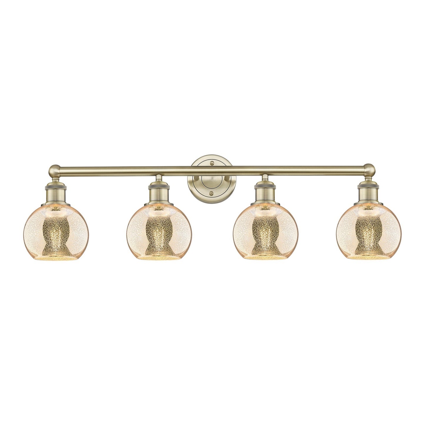 Innovations Athens 33in 4-Light Bath Vanity Light | Industrial Antique Brass Steel and Mercury Glass | Bathroom & Powder Room | Model 616-4W-AB-G128-6
