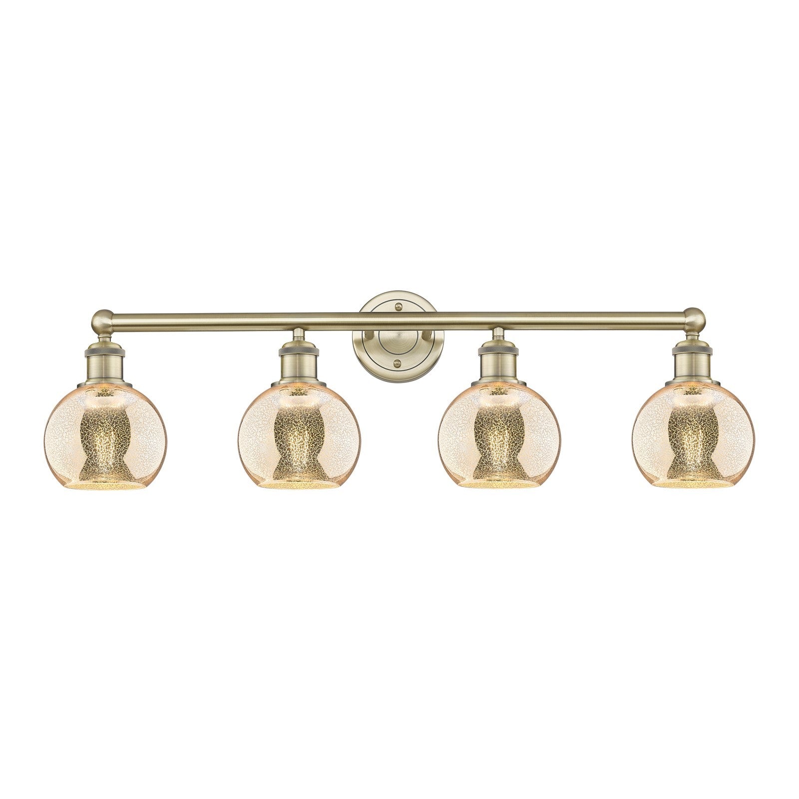 Innovations Athens 33in 4-Light Bath Vanity Light | Industrial Antique Brass Steel and Mercury Glass | Bathroom & Powder Room | Model 616-4W-AB-G128-6