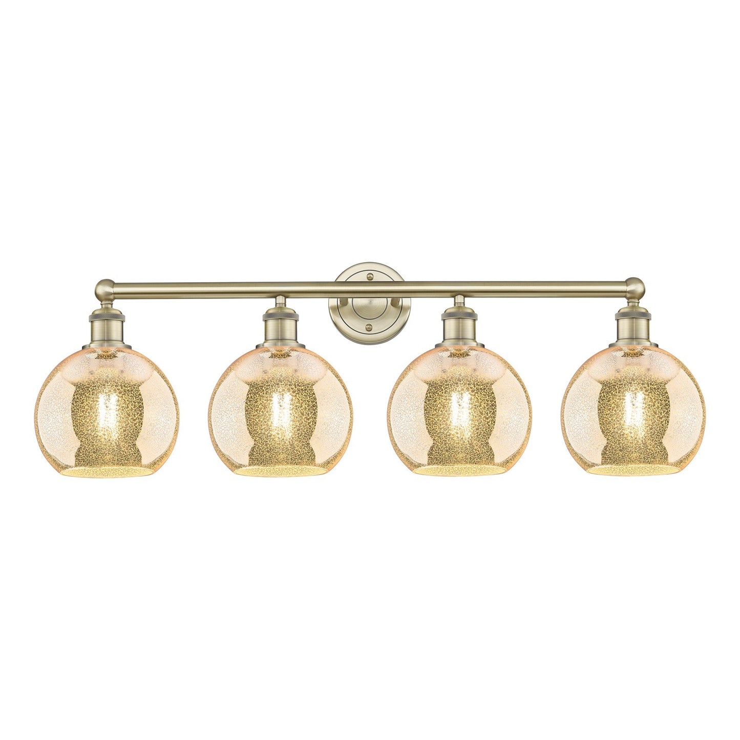 Innovations Athens 35in 4-Light Bath Vanity Light | Industrial Antique Brass Steel and Mercury Glass | Bathroom Vanity & Powder | Model 616-4W-AB-G128-8