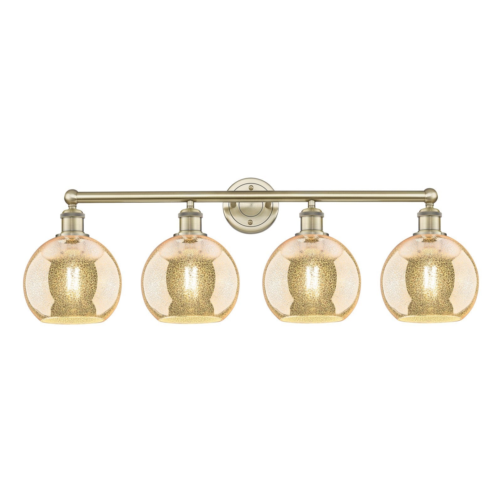 Innovations Athens 35in 4-Light Bath Vanity Light | Industrial Antique Brass Steel and Mercury Glass | Bathroom Vanity & Powder | Model 616-4W-AB-G128-8