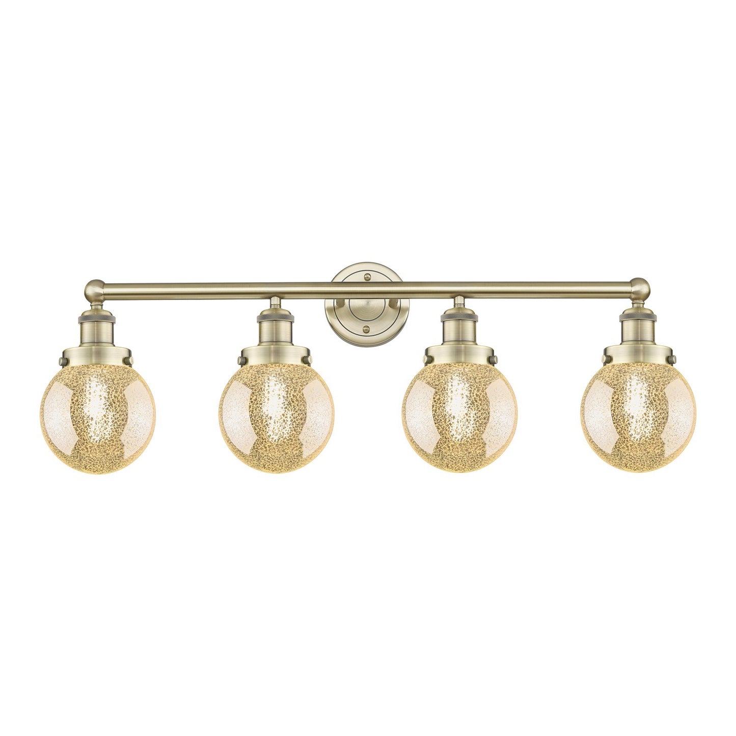 Innovations Beacon 33in 4-Light Bath Vanity Light | Art Nouveau Industrial Antique Brass and Mercury Glass | Bathroom Vanity | 33 | Model 616-4W-AB-G208-6