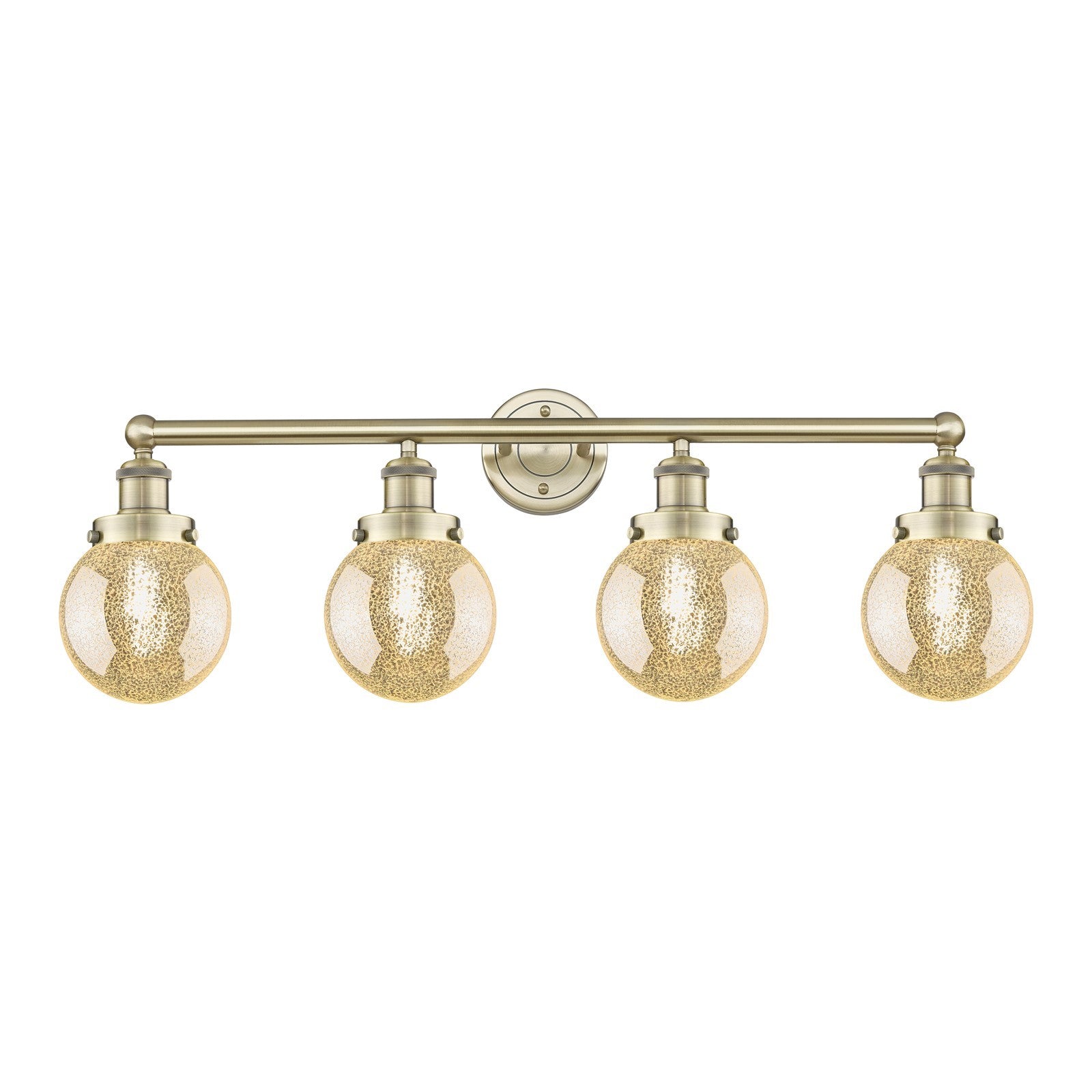 Innovations Beacon 33in 4-Light Bath Vanity Light | Art Nouveau Industrial Antique Brass and Mercury Glass | Bathroom Vanity | 33 | Model 616-4W-AB-G208-6