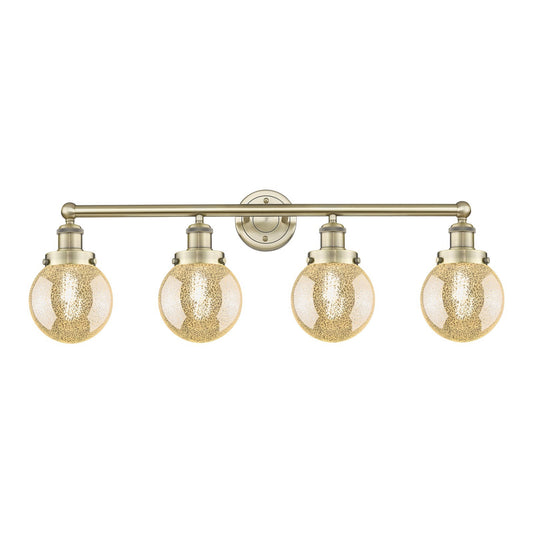 Innovations Beacon 33in 4-Light Bath Vanity Light | Art Nouveau Industrial Antique Brass and Mercury Glass | Bathroom Vanity | 33 | Model 616-4W-AB-G208-6
