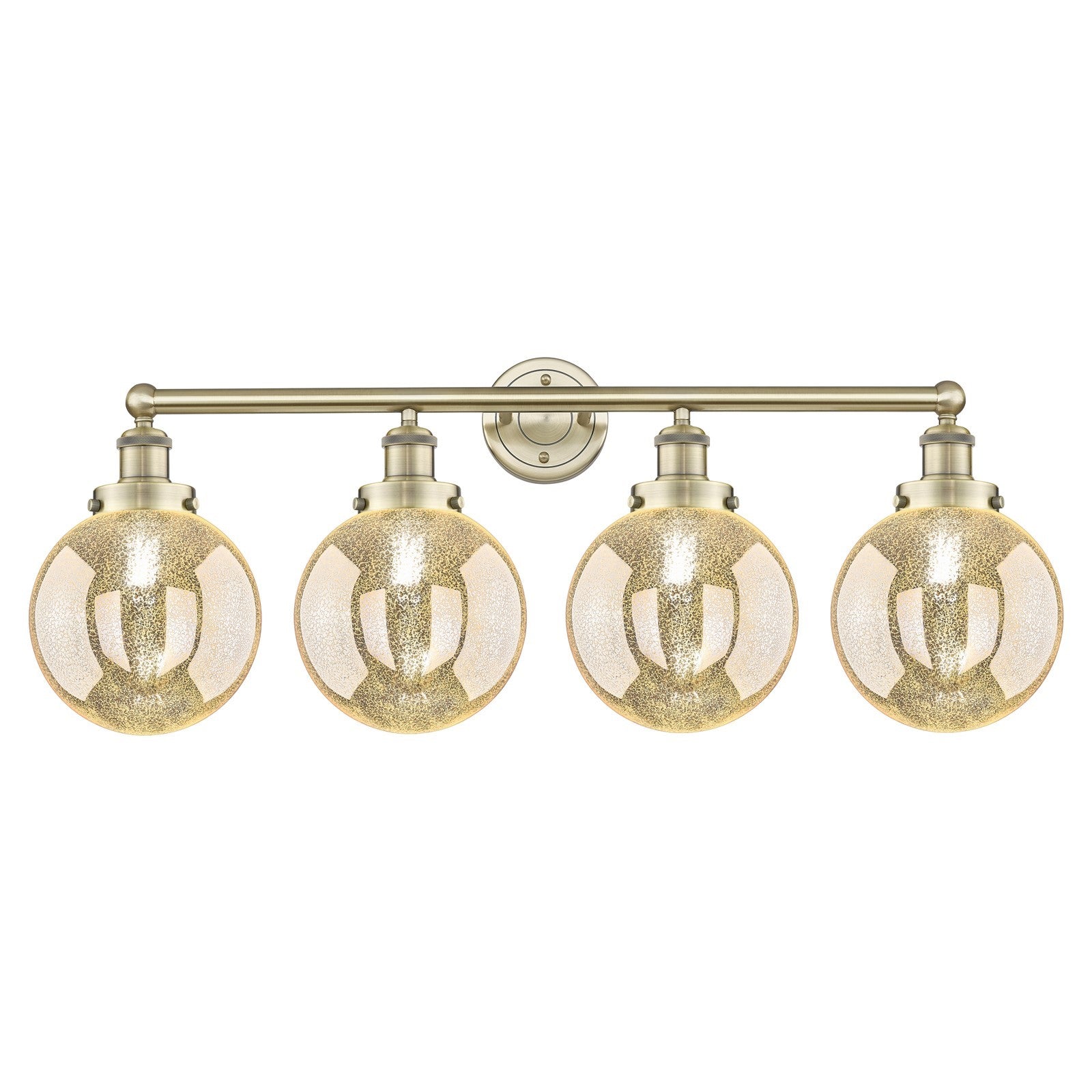 Innovations Beacon 35in 4-Light Bath Vanity Light | Industrial Antique Brass Steel and Mercury Glass | Bathroom Vanity | 35 x | Model 616-4W-AB-G208-8