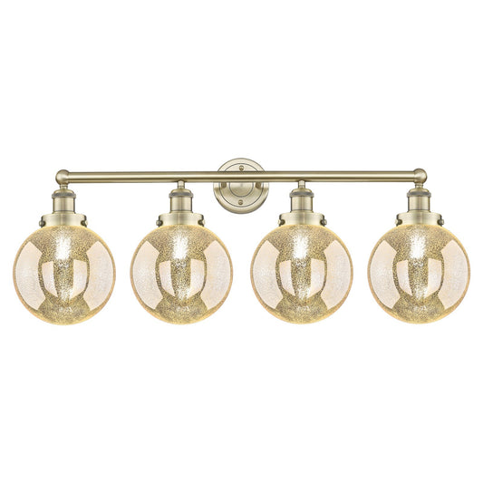 Innovations Beacon 35in 4-Light Bath Vanity Light | Industrial Antique Brass Steel and Mercury Glass | Bathroom Vanity | 35 x | Model 616-4W-AB-G208-8