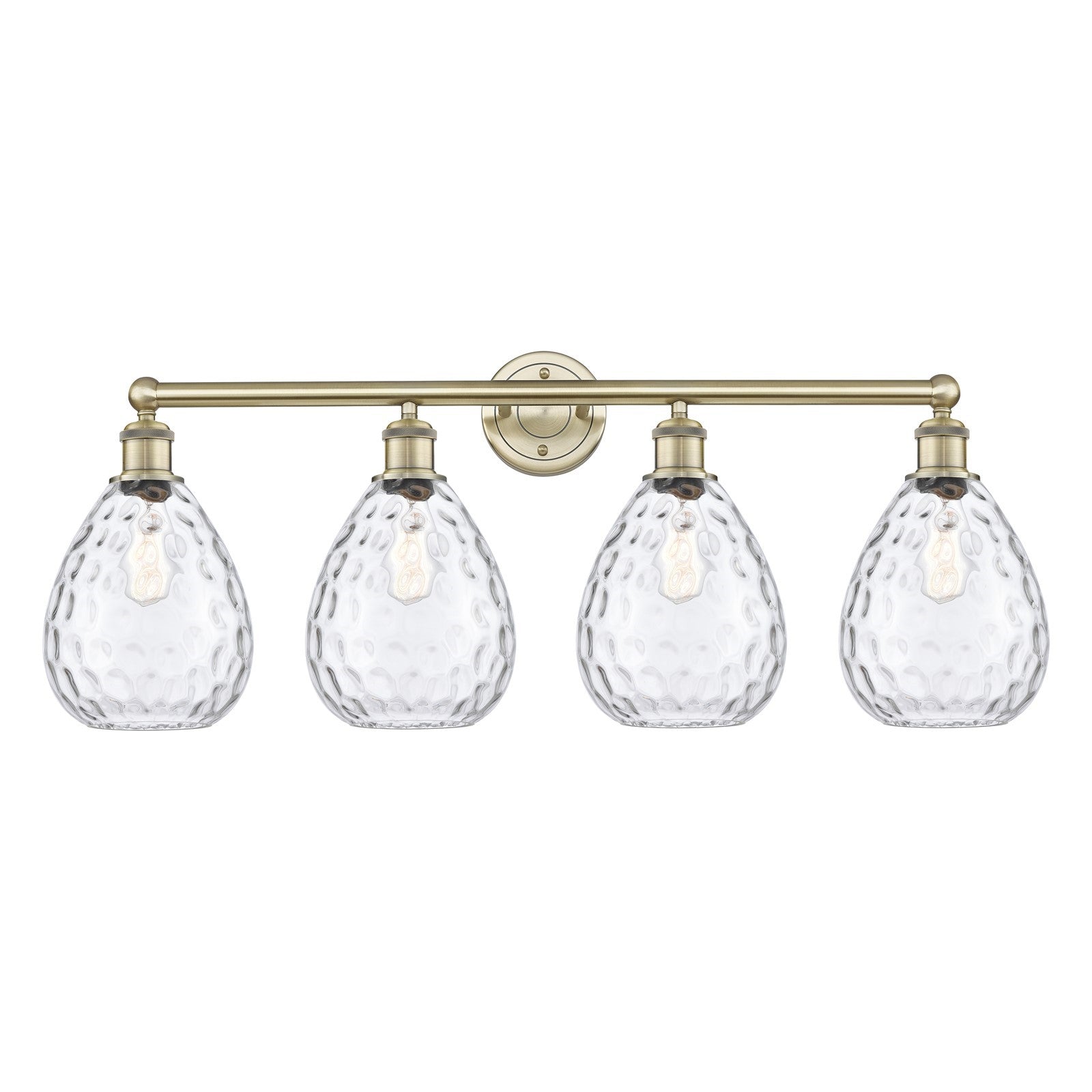 Innovations Waverly 35in 4-Light Bath Vanity Light | Industrial Antique Brass and Clear Glass | Bathroom Vanity | 14.25 x 35 x 8.5 | Model 616-4W-AB-G372