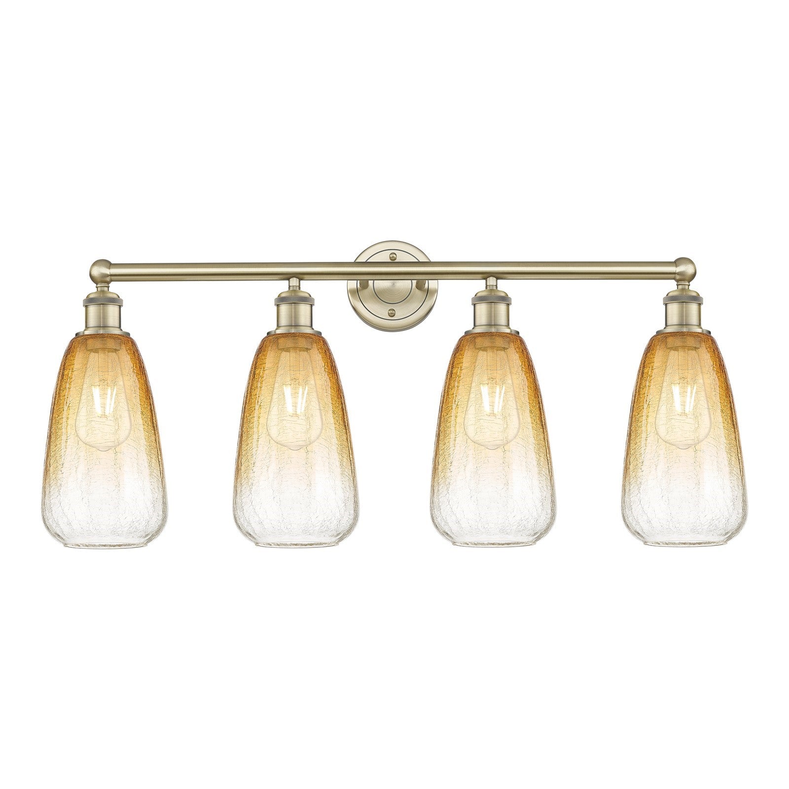 Innovations Brookhaven Almond 33in 4-Light Bath Vanity Light | Industrial Antique Brass and Amber Glass | Bathroom Vanity | 33 | Model 616-4W-AB-G480-6AM