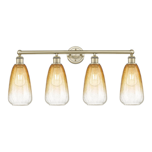 Innovations Brookhaven Almond 33in 4-Light Bath Vanity Light | Industrial Antique Brass and Amber Glass | Bathroom Vanity | 33 | Model 616-4W-AB-G480-6AM