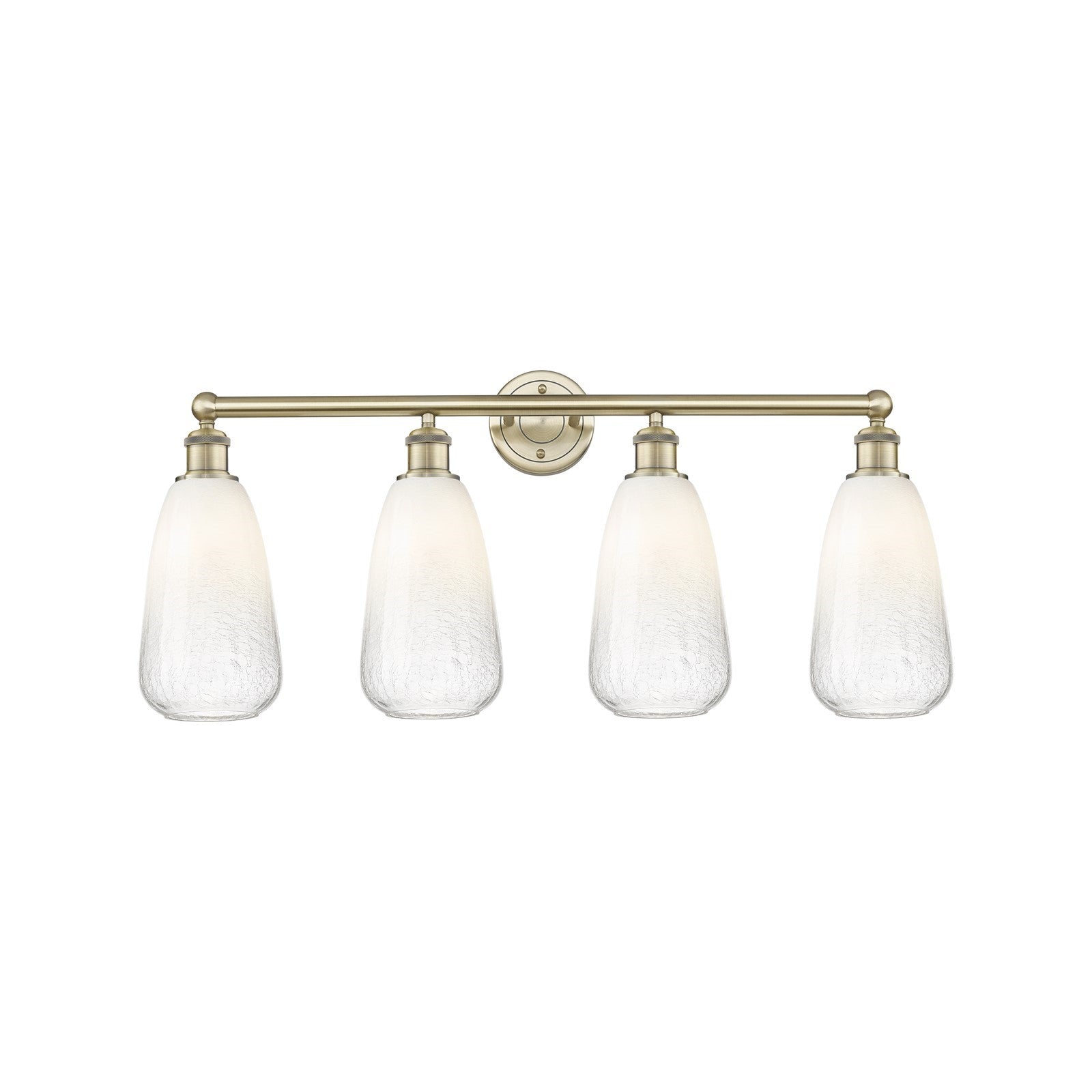 Innovations Brookhaven Almond 33in 4-Light Bath Vanity Light | Industrial Antique Brass Steel and Opal Glass | Damp Rated | Model 616-4W-AB-G480-6OP