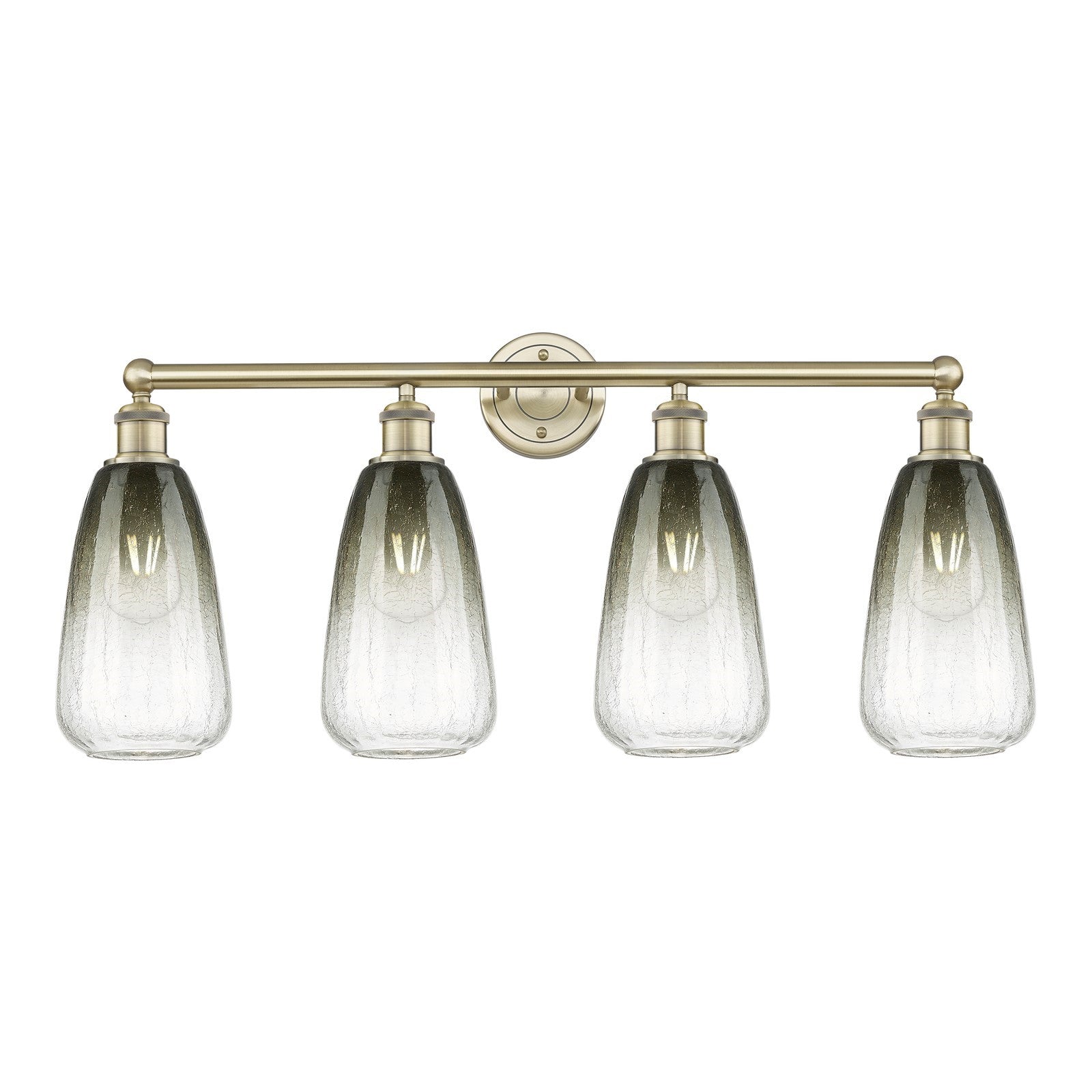 Innovations Brookhaven Almond 33in 4-Light Bath Vanity | Industrial Antique Brass Steel and Slate Glass | Bathroom & Powder | Model 616-4W-AB-G480-6SL