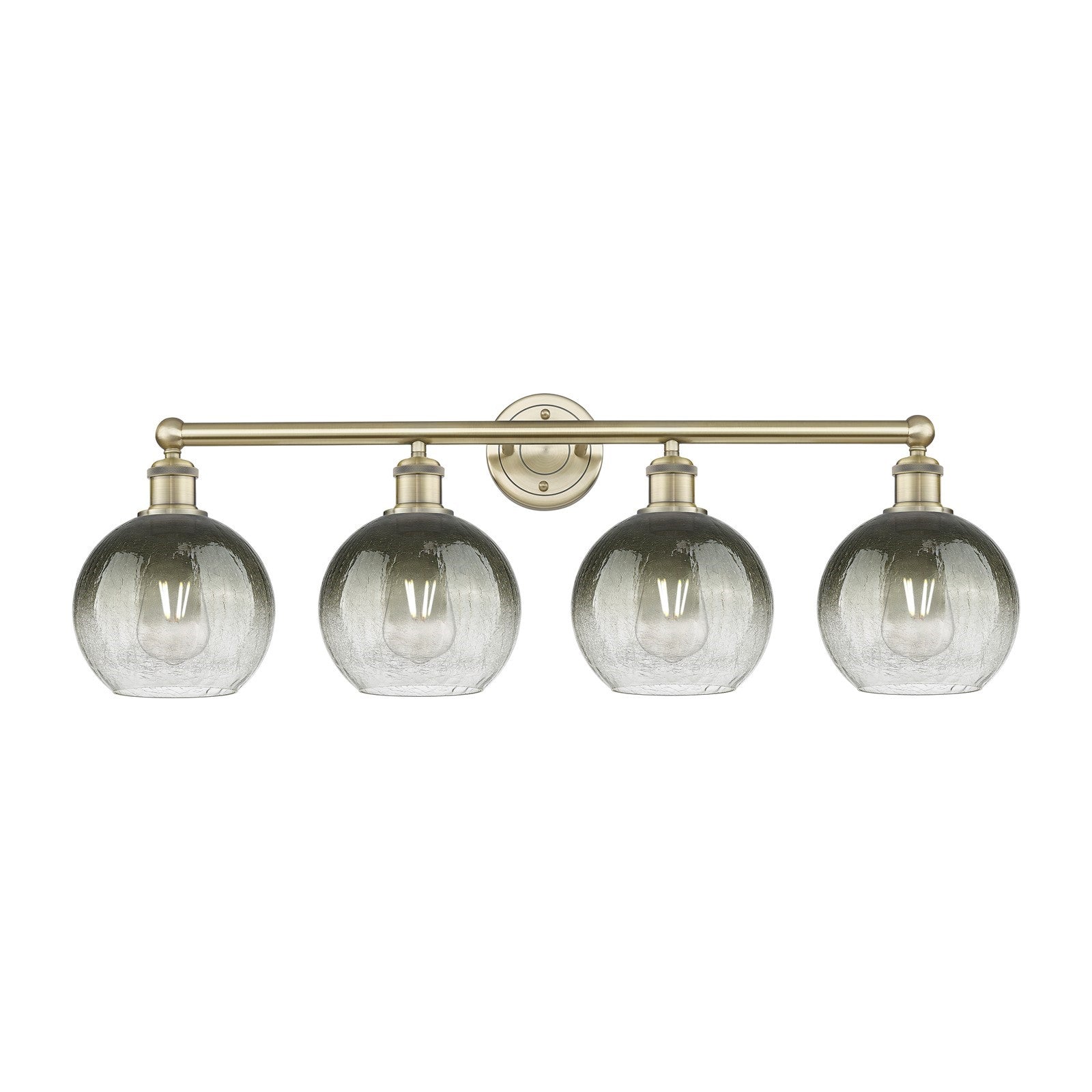 Innovations Brookhaven Globe 35in 4-Light Bath Vanity Light | Industrial Antique Brass Steel and Slate Glass | Bathroom Vanity | Model 616-4W-AB-G483-8SL