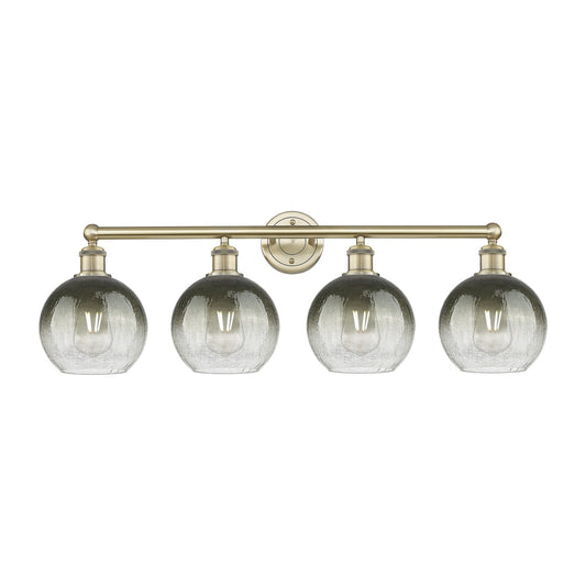 Innovations Brookhaven Globe 35in 4-Light Bath Vanity Light | Industrial Antique Brass Steel and Slate Glass | Bathroom Vanity | Model 616-4W-AB-G483-8SL