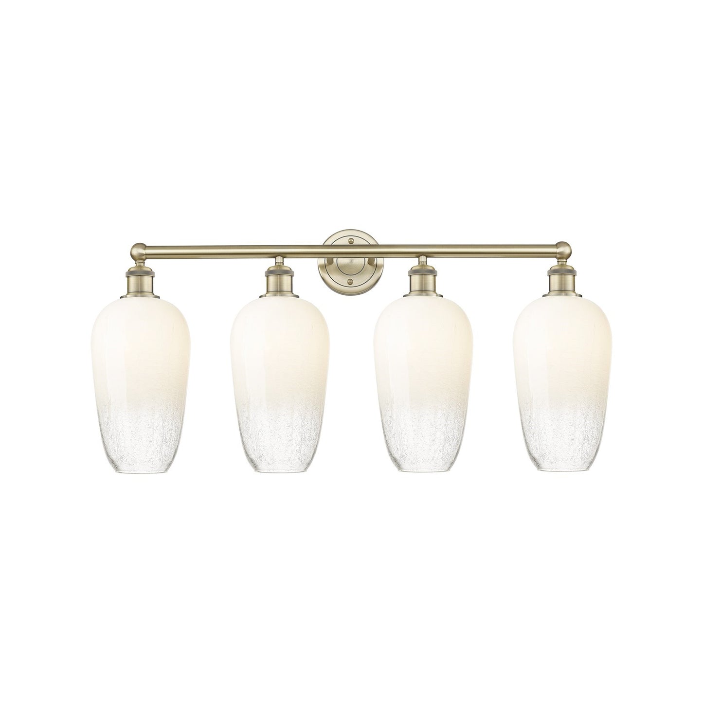 Innovations Brookhaven Flute 34in 4-Light Bath Vanity | Industrial Antique Brass Steel and Opal Glass | Bathroom & Powder Room | Model 616-4W-AB-G484-7OP