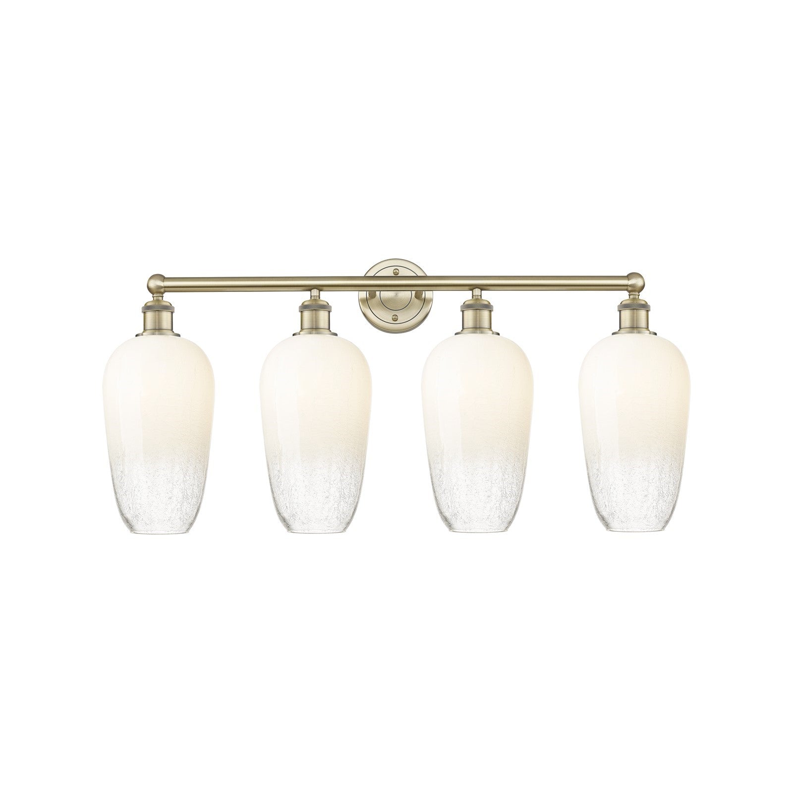 Innovations Brookhaven Flute 34in 4-Light Bath Vanity | Industrial Antique Brass Steel and Opal Glass | Bathroom & Powder Room | Model 616-4W-AB-G484-7OP