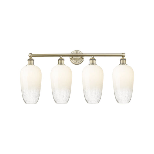 Innovations Brookhaven Flute 34in 4-Light Bath Vanity | Industrial Antique Brass Steel and Opal Glass | Bathroom & Powder Room | Model 616-4W-AB-G484-7OP