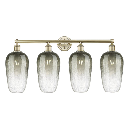 Innovations Brookhaven Flute 34in 4-Light Bath Vanity | Industrial Antique Brass Steel and Slate Glass | Bathroom Vanity | 34 x | Model 616-4W-AB-G484-7SL