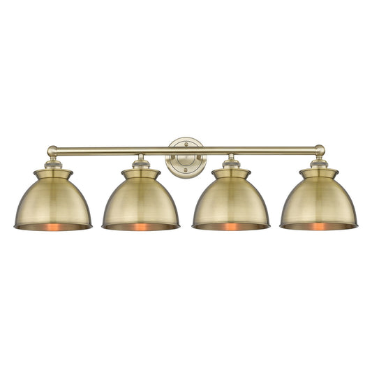 Innovations Adirondack 35in 4-Light Bath Vanity | Industrial Farmhouse Antique Brass Steel and Cast Brass with Antique Brass | Model 616-4W-AB-M14-AB