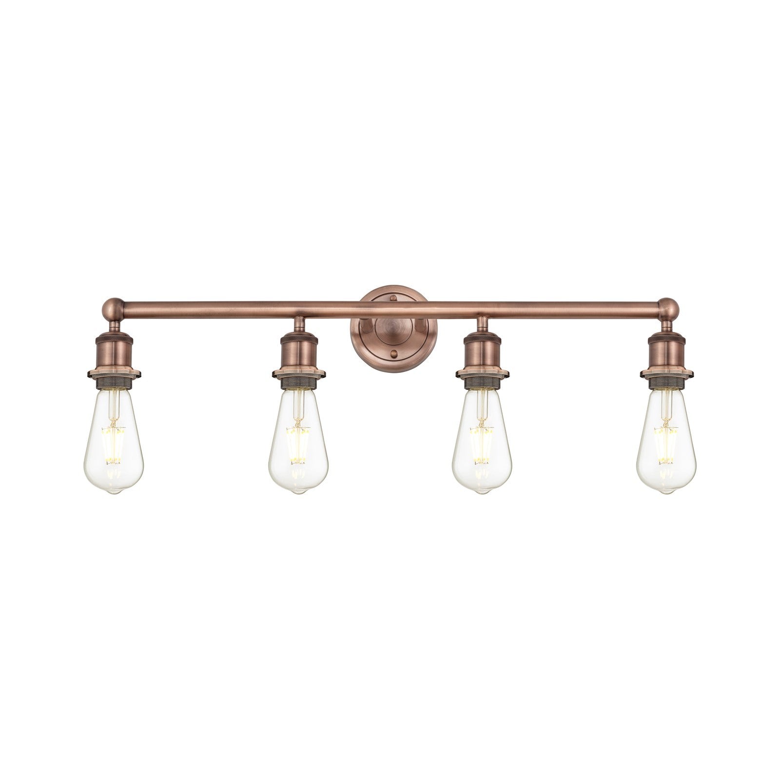 Innovations Edison 30in 4-Light Bath Vanity Light | Industrial Antique Copper Steel and Cast Brass | Damp-Rated Bathroom Vanity | 30.38 | Model 616-4W-AC