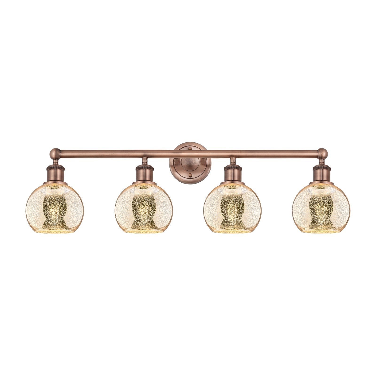 Innovations Athens 33in 4-Light Bath Vanity | Industrial Antique Copper Steel and Mercury Glass | Bathroom Vanity Light | 32.88 x | Model 616-4W-AC-G128-6
