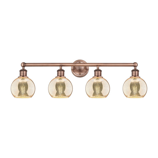 Innovations Athens 33in 4-Light Bath Vanity | Industrial Antique Copper Steel and Mercury Glass | Bathroom Vanity Light | 32.88 x | Model 616-4W-AC-G128-6