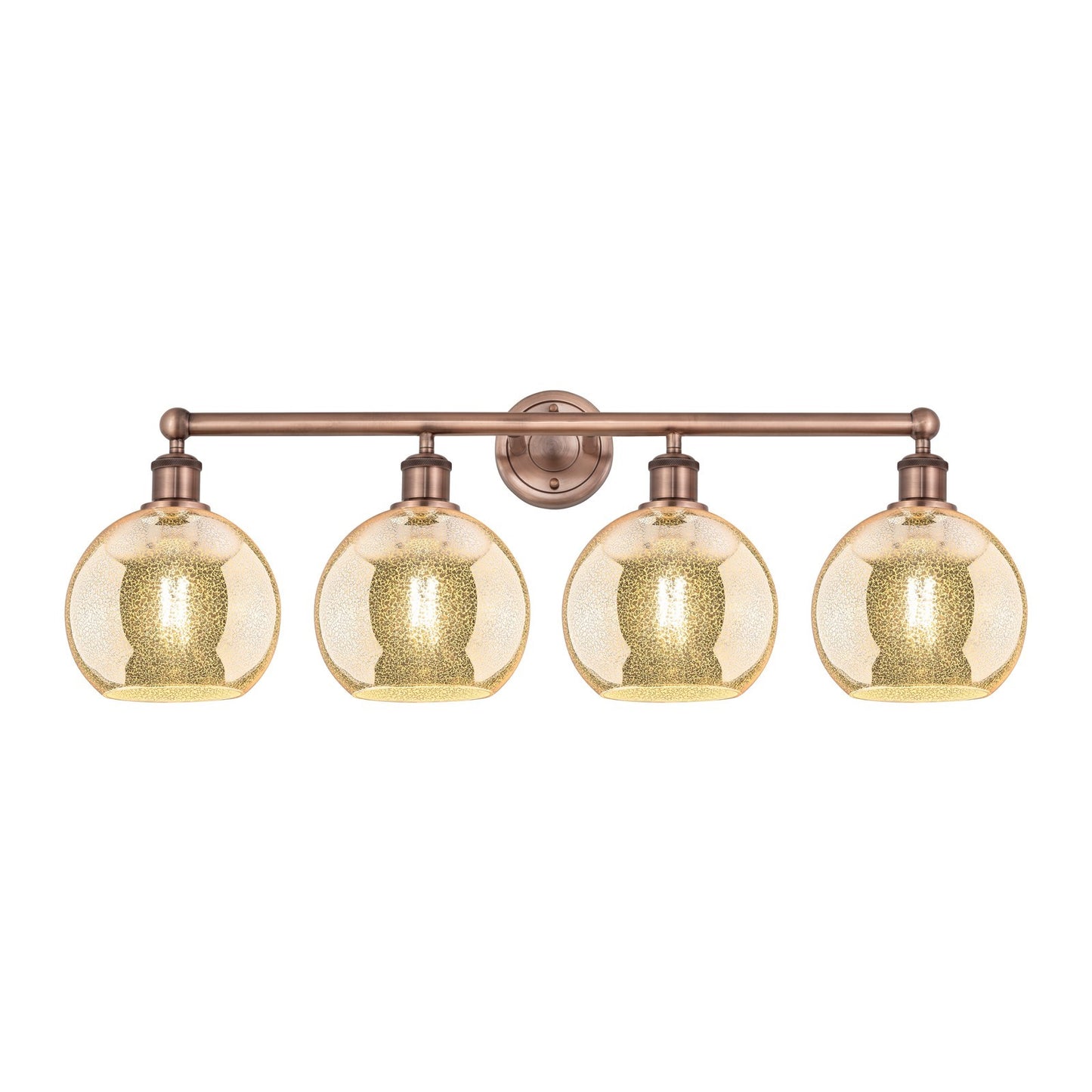 Innovations Athens 35in 4-Light Bath Vanity Light | Industrial Antique Copper Steel and Mercury Glass | Bathroom Vanity & Powder | Model 616-4W-AC-G128-8