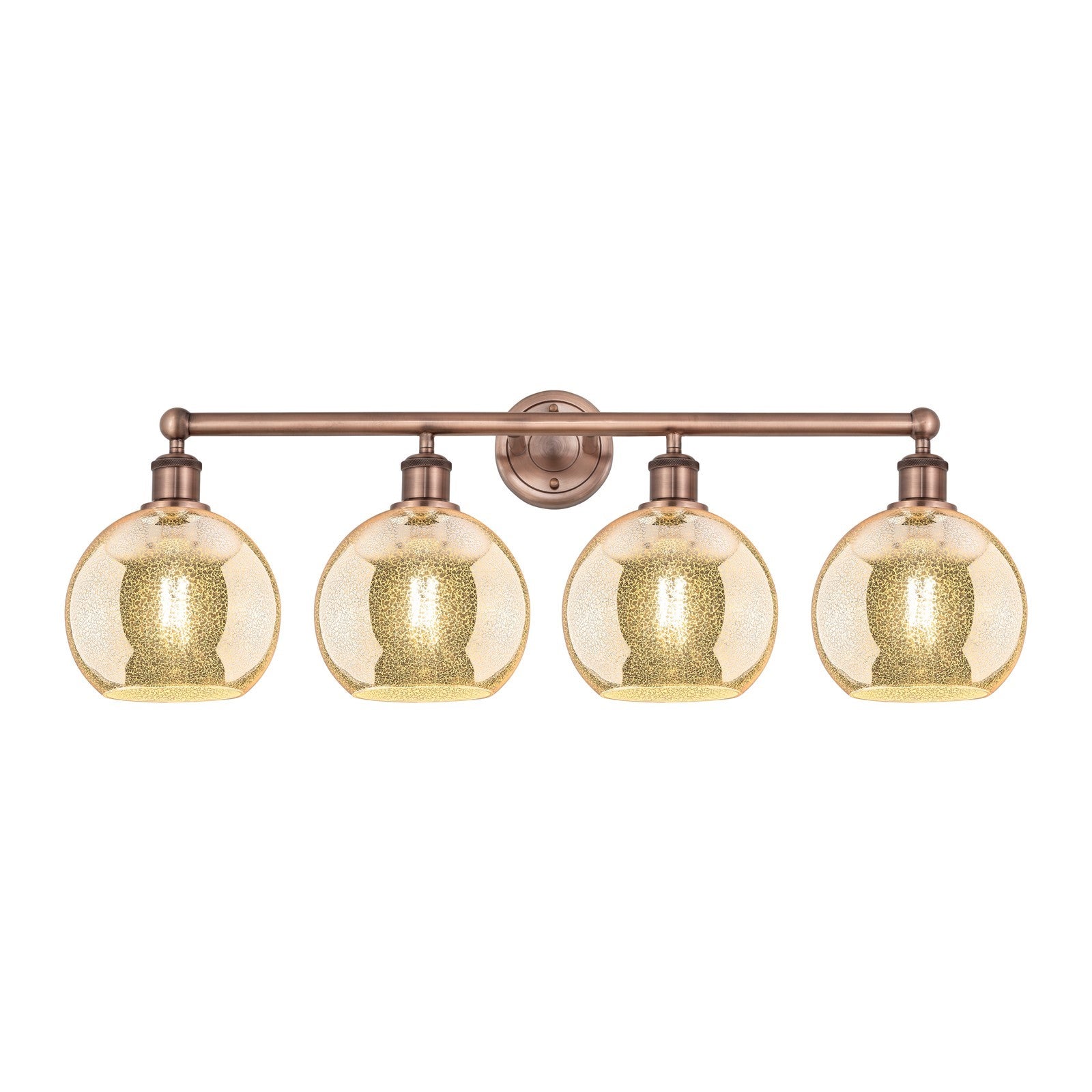 Innovations Athens 35in 4-Light Bath Vanity Light | Industrial Antique Copper Steel and Mercury Glass | Bathroom Vanity & Powder | Model 616-4W-AC-G128-8