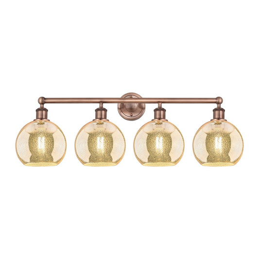 Innovations Athens 35in 4-Light Bath Vanity Light | Industrial Antique Copper Steel and Mercury Glass | Bathroom Vanity & Powder | Model 616-4W-AC-G128-8