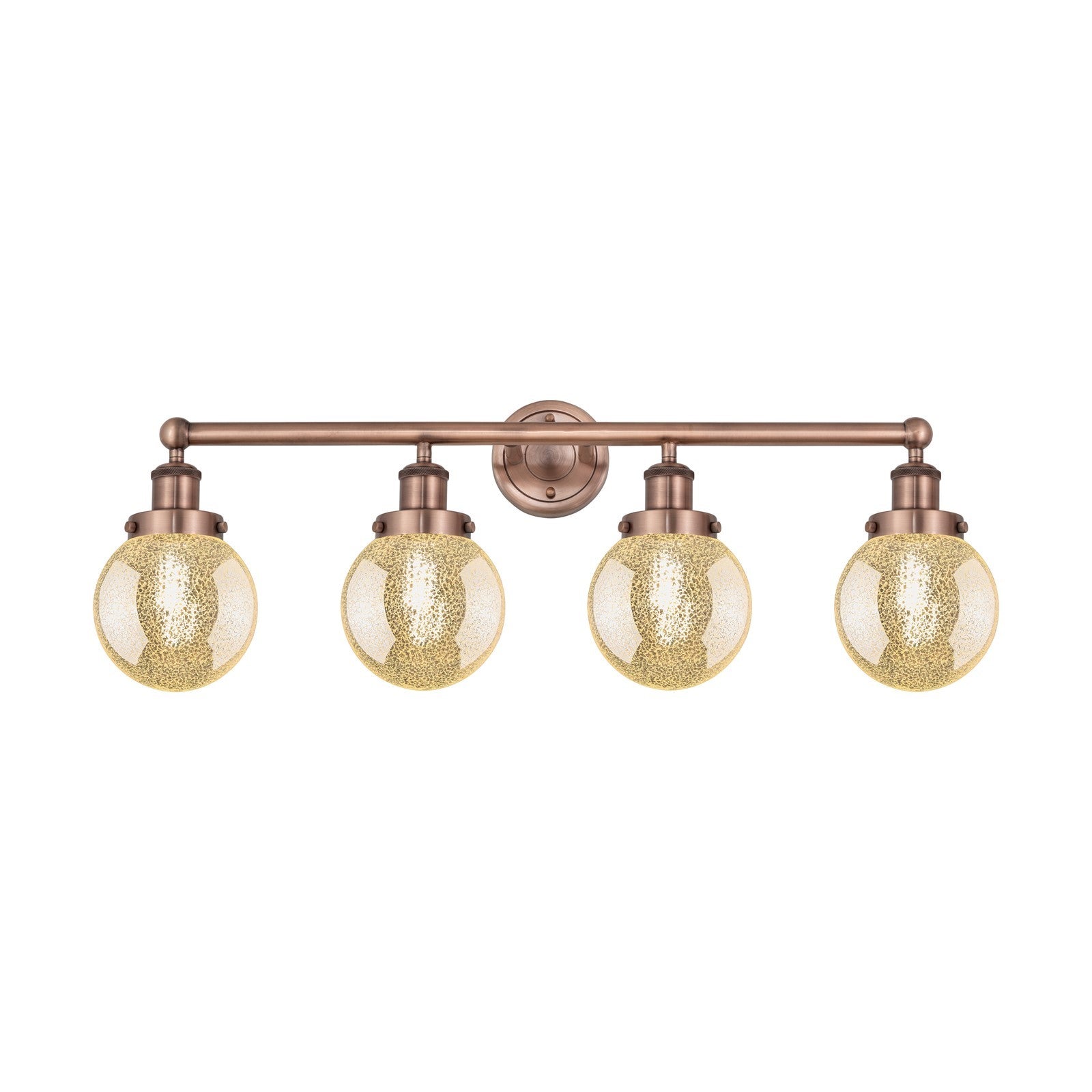 Innovations Beacon 33in 4-Light Bath Vanity Light | Art Nouveau Industrial Antique Copper Steel and Mercury Glass | Bathroom | Model 616-4W-AC-G208-6