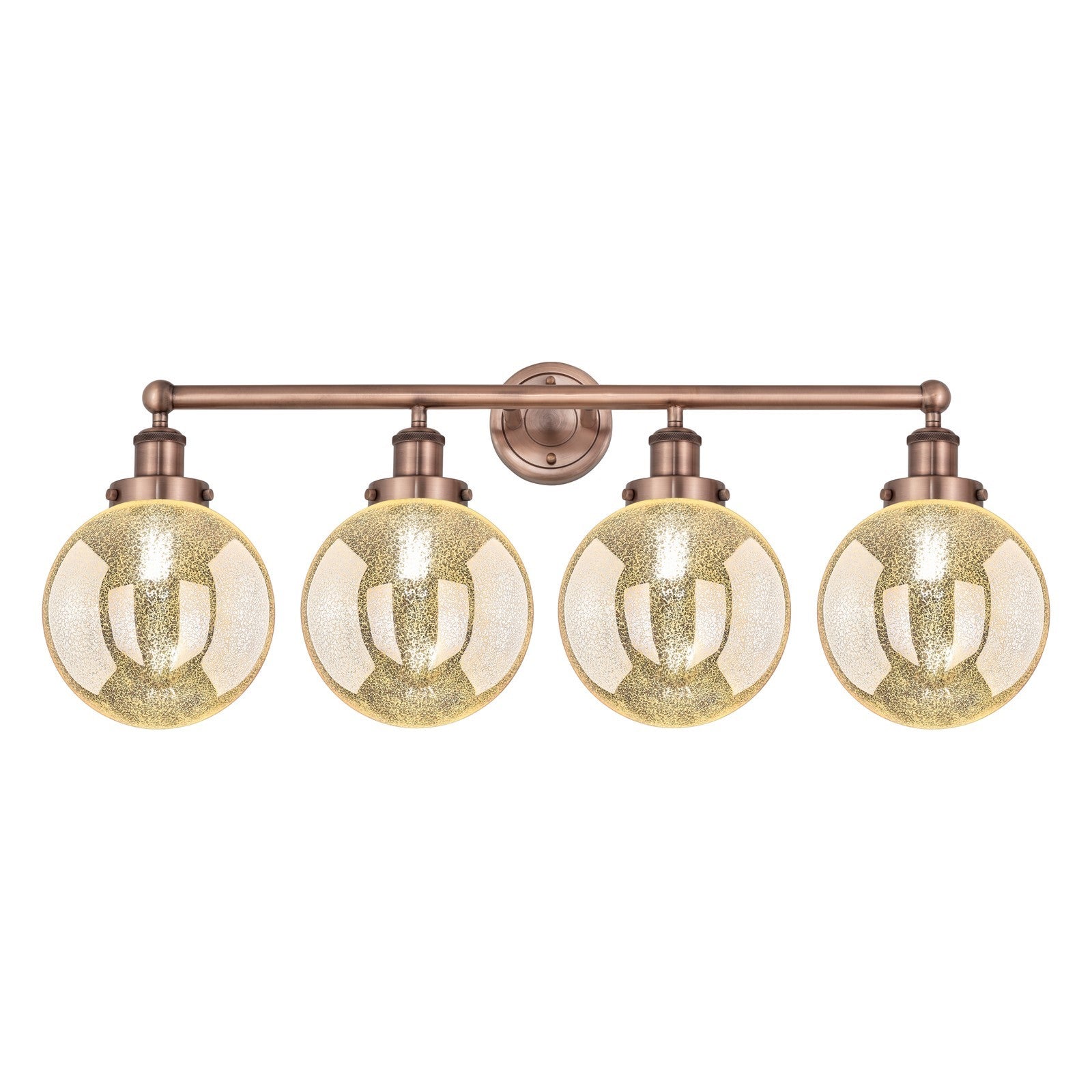 Innovations Beacon 35in 4-Light Bath Vanity Light | Art Nouveau Industrial Antique Copper Steel and Mercury Glass | Bathroom | Model 616-4W-AC-G208-8