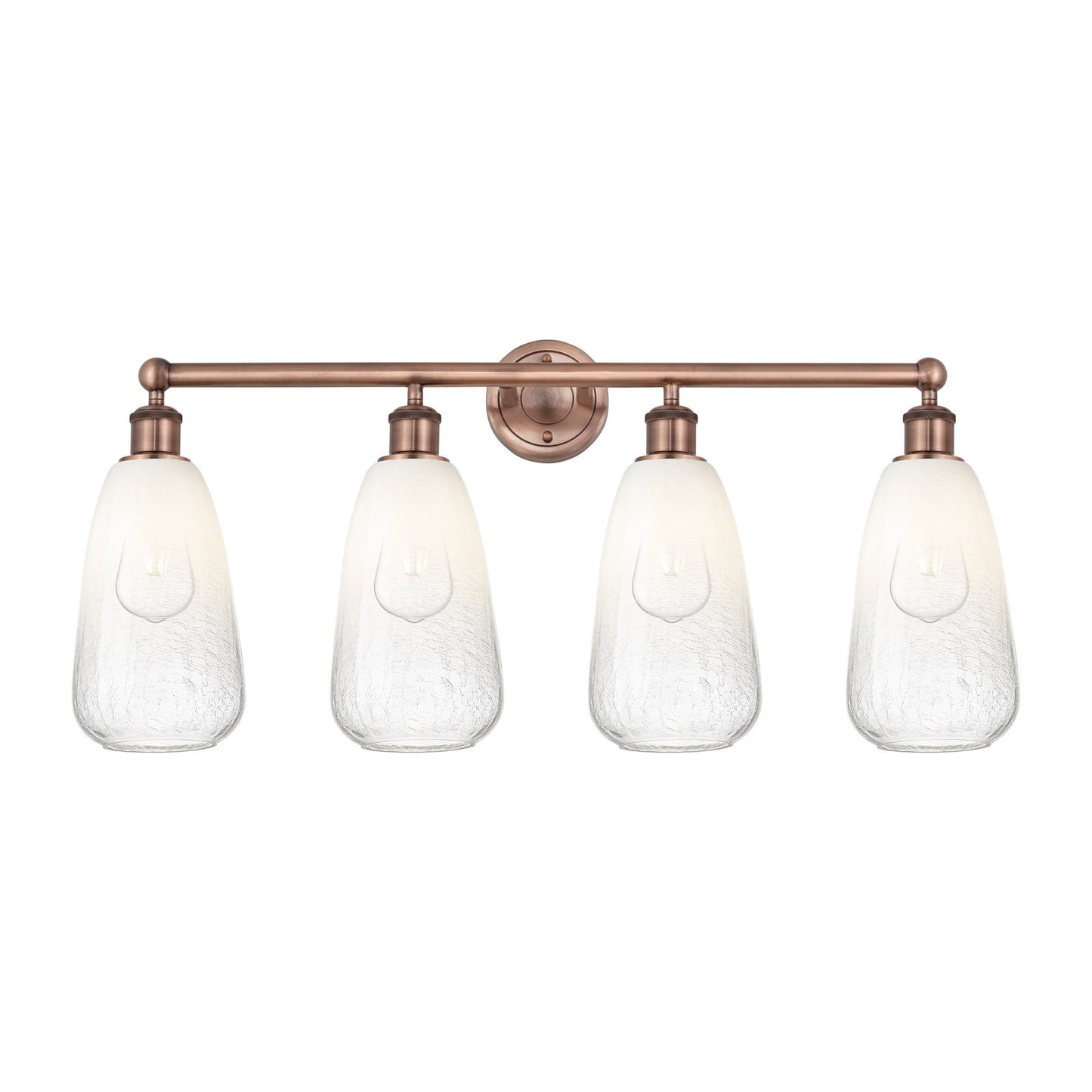 Innovations Brookhaven Almond 33in 4-Light Bath Vanity Light | Industrial Antique Copper Steel and Opal Glass | Bathroom Vanity | Model 616-4W-AC-G480-6OP